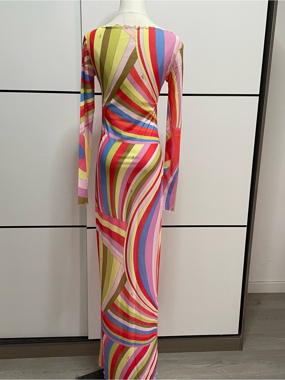 Emilio Pucci Multicolor Swirl-Print Long Sleeve Maxi Dress - Picture 4 of 10